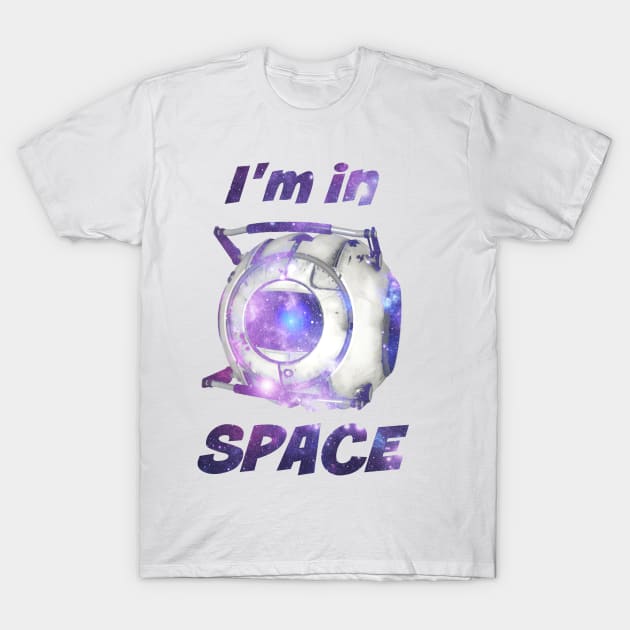 Portal 2 Wheatley "I'm in Space!" Galaxy Print T-Shirt by TheArtsyElf